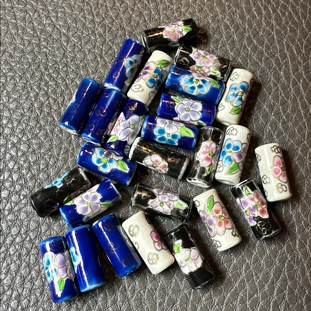 Vintage Large Porcelain Rod Beads Mixed Bundle